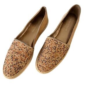 NWOT Donald J. Pliner Espadrille Suede Shoes  Flat Loafer with Rhinestones